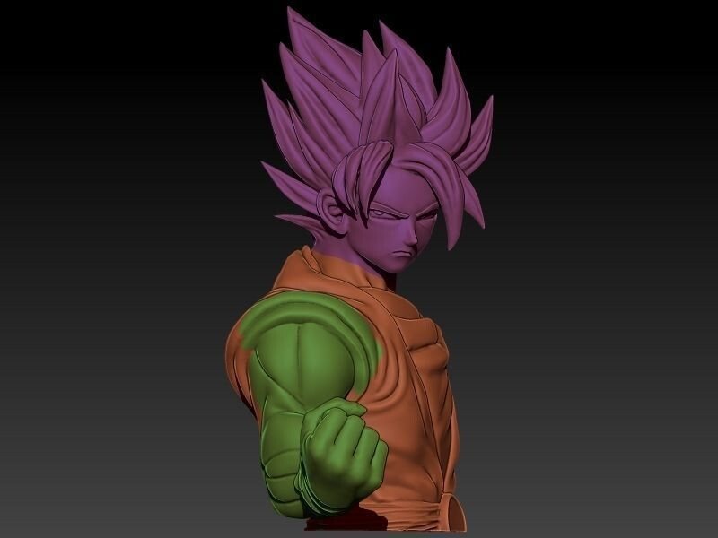 Saiyan Bust — Polypaint — 3D Printing & Collectibles by Hart DZigns